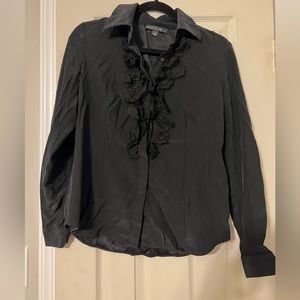 Lafayette 148 New York Black Ruffle Top